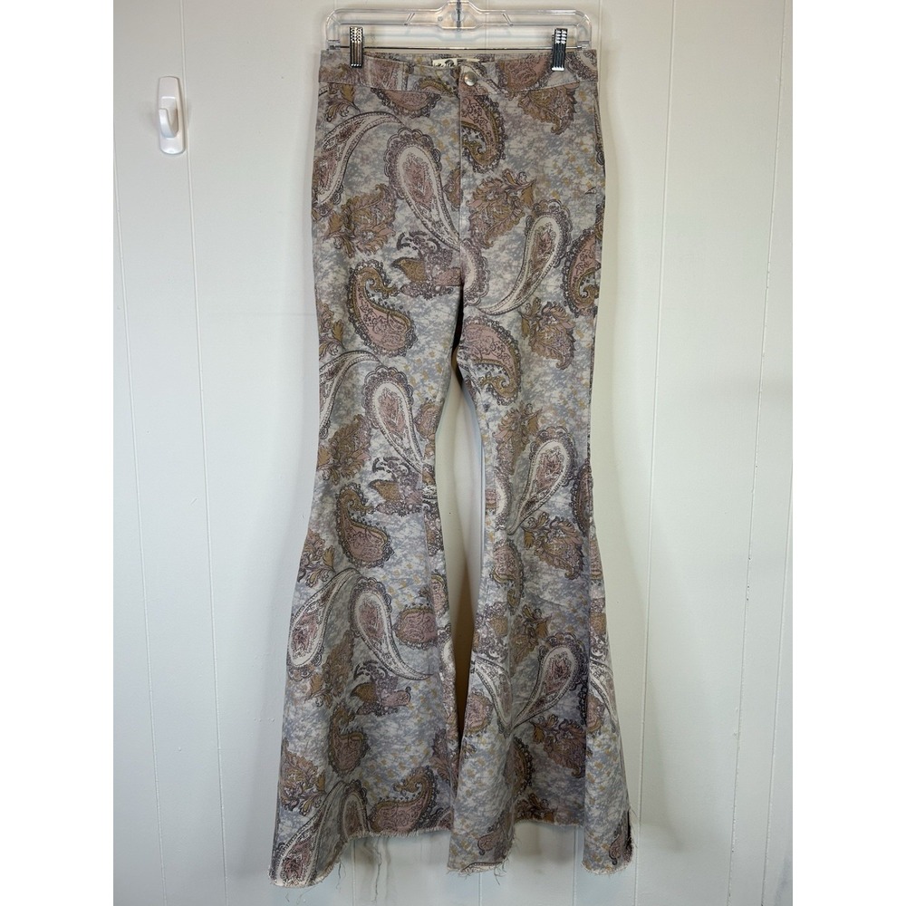 We the Free Women's Size 27 Float On Flare Paisley Jeans Hippie Boho 211